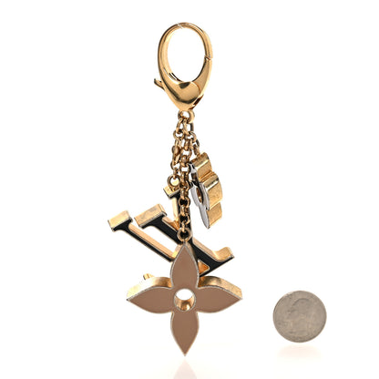 Louis Vuitton Metal Enamel Fleur De Monogram Bag Charm Dore 2 of 5