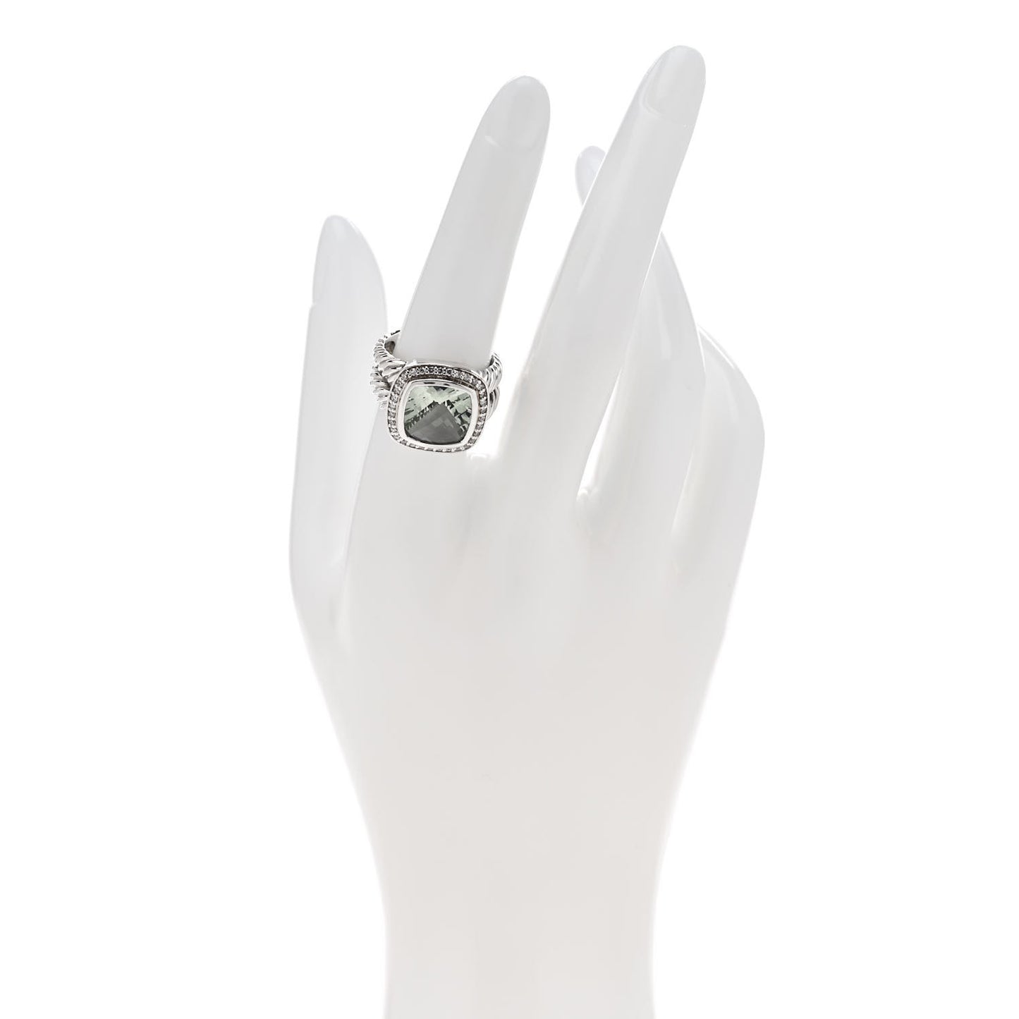 Sterling Silver Diamond Prasiolite 11mm Albion Ring 54 6.75