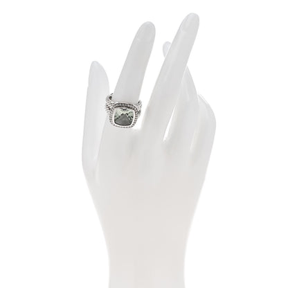 David Yurman Sterling Silver Diamond Prasiolite 11mm Albion Ring 54 6.75 2 of 5