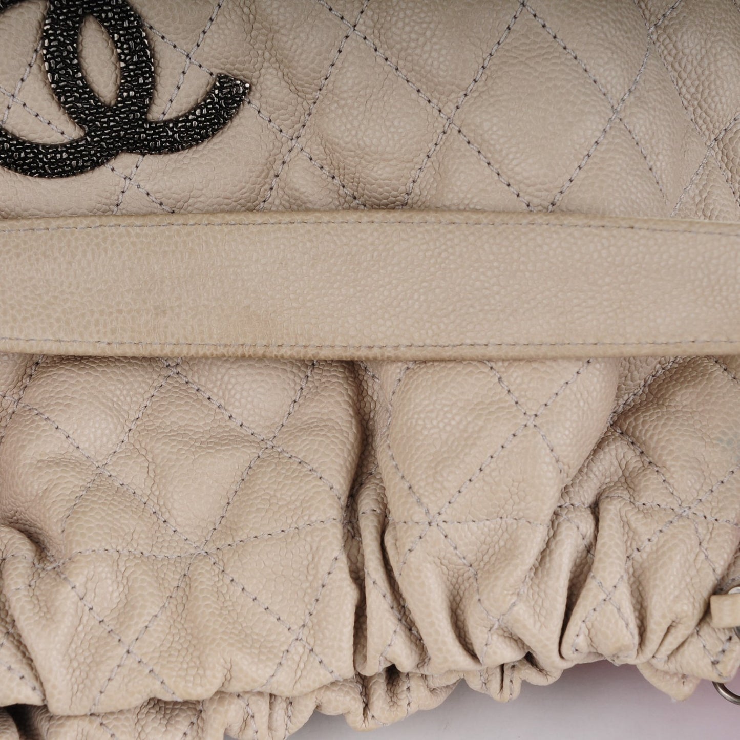 Caviar Quilted Large Elastic Tote Gray