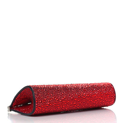 Christian Louboutin Suede Crystal Strass Small Palmette Clutch Red 4 of 8