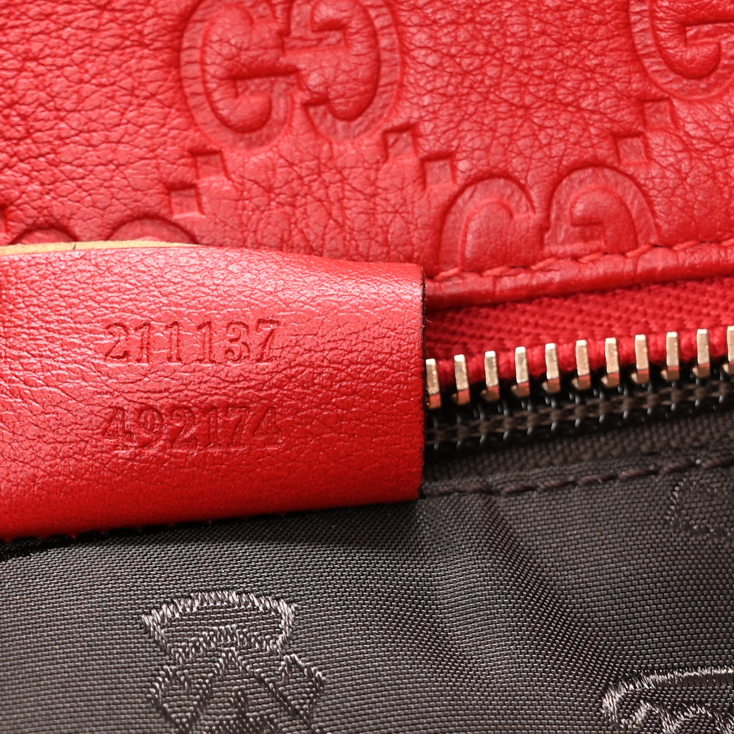 Gucci Guccissima Medium Zippered Shopping Tote Red 7 of 12