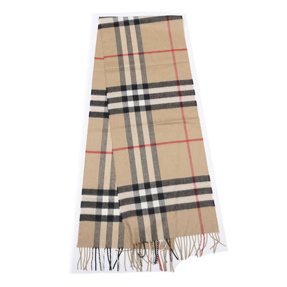 Burberry Cashmere Giant Check Fringe Scarf Archive Beige 1 of 3