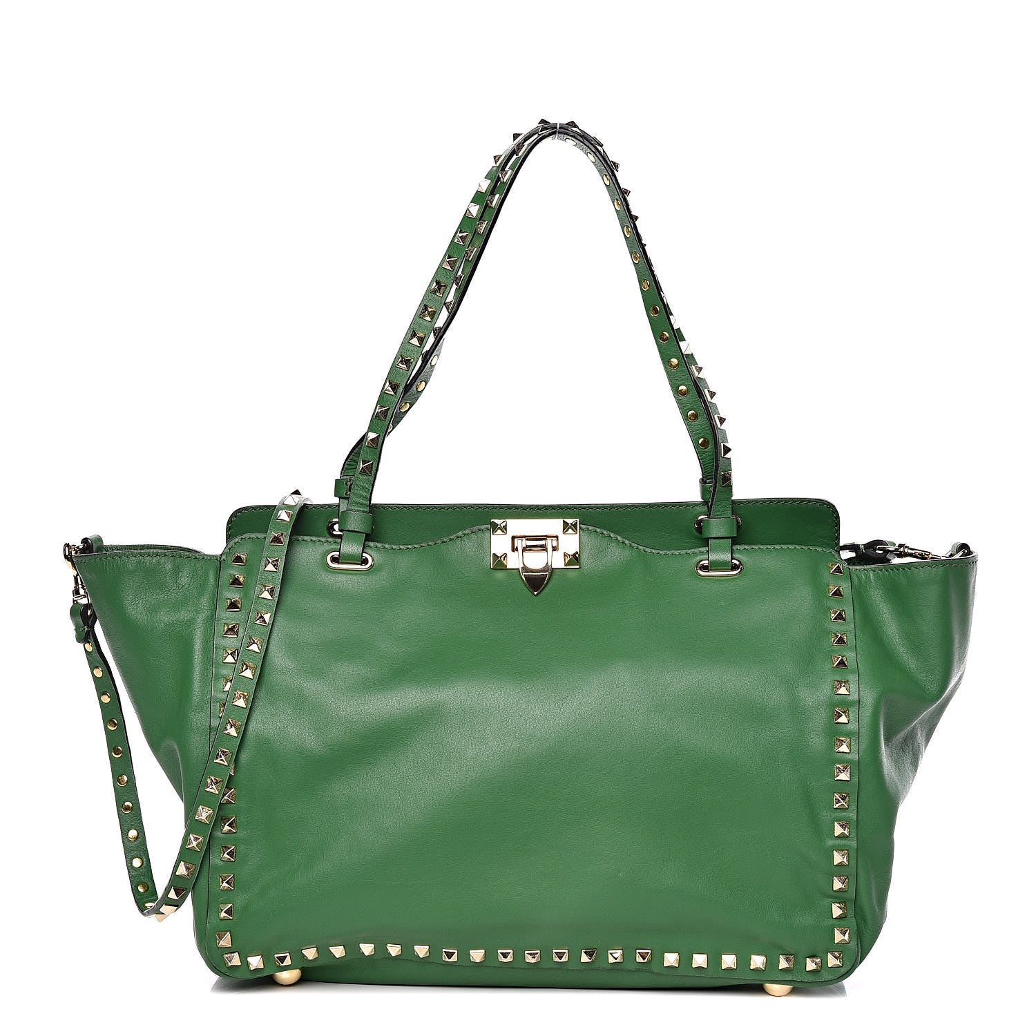 Valentino Garavani Vitello Medium Rockstud Tote Green 1 of 10