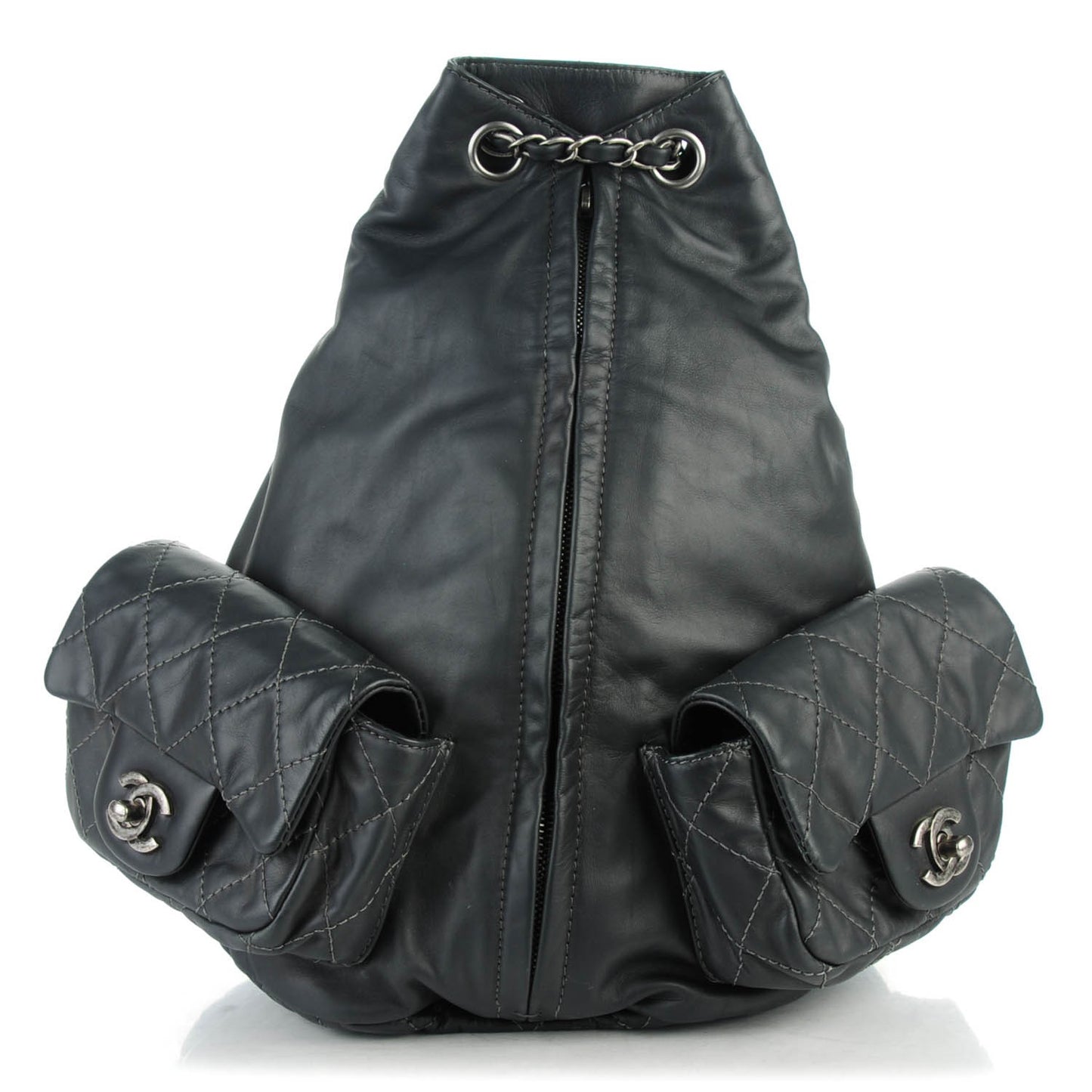 Calfskin Large Backpack Is Back Dark Grey