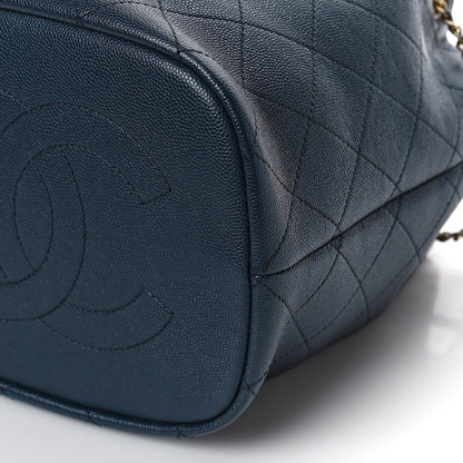 Chanel Caviar Quilted Fashion Therapy Bucket Drawstring Bag Navy 9 of 9