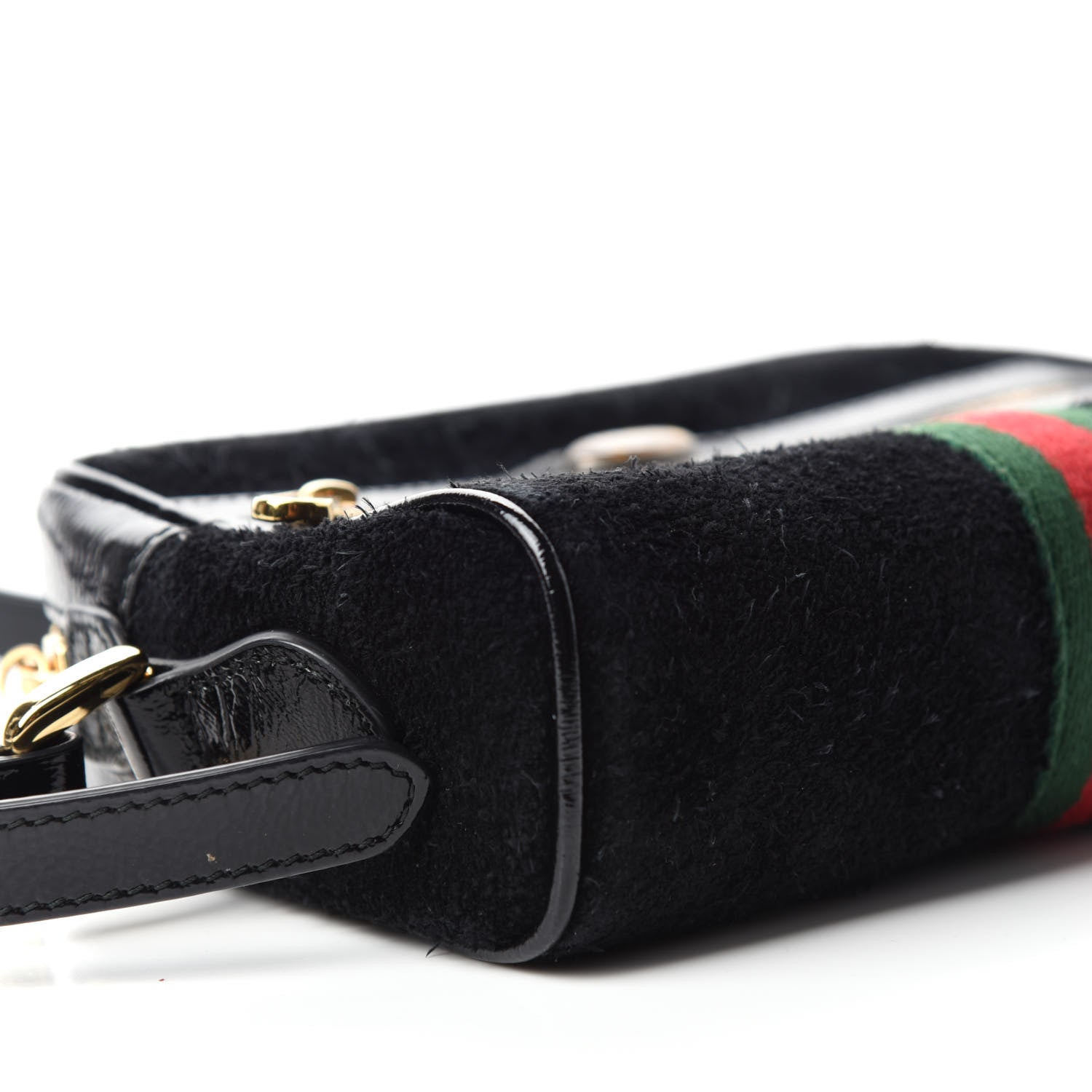 Gucci Suede Patent Web Mini Ophidia Shoulder Bag Black 6 of 11