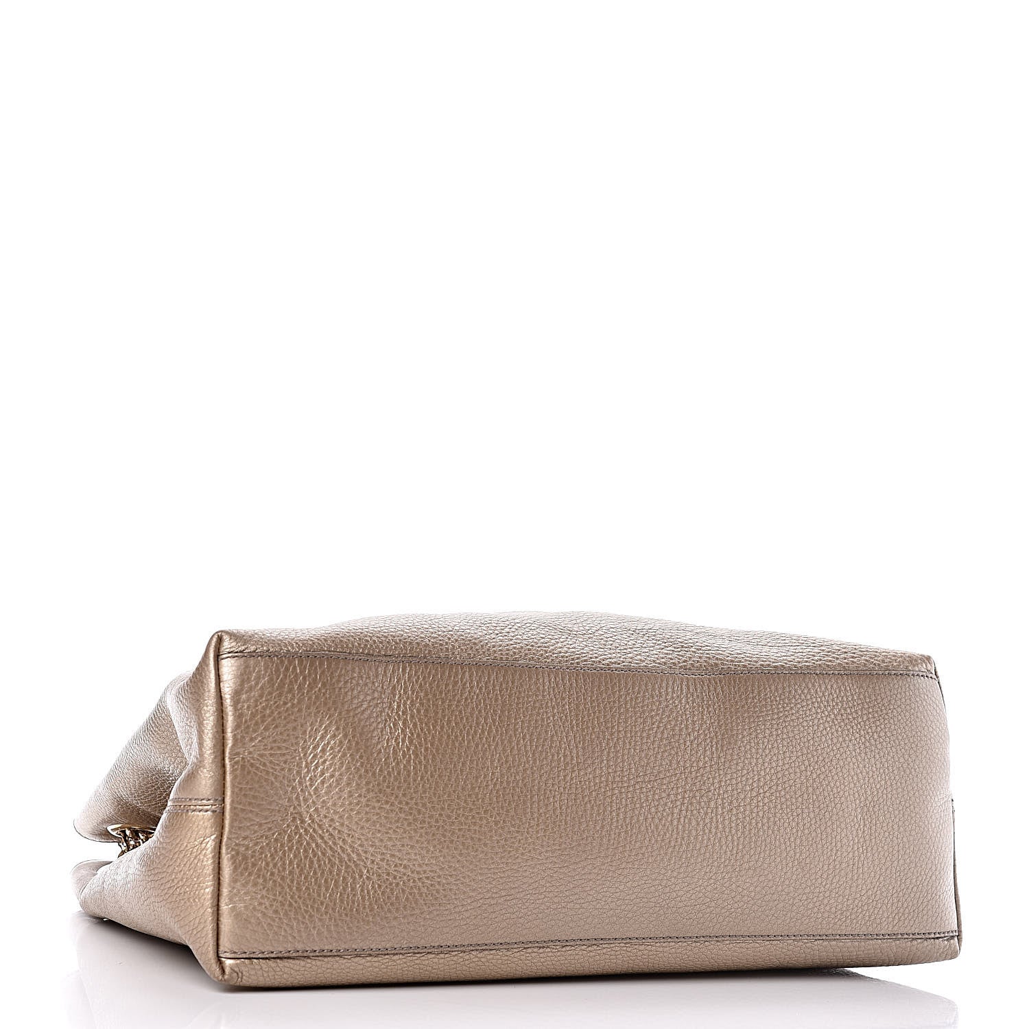 Gucci Metallic Pebbled Calfskin Medium Soho Chain Shoulder Bag Golden Beige 4 of 12