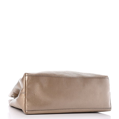 Gucci Metallic Pebbled Calfskin Medium Soho Chain Shoulder Bag Golden Beige 4 of 12