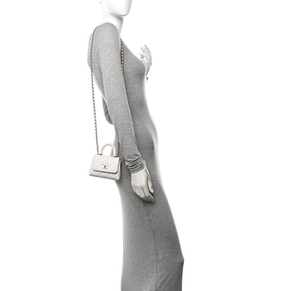 Chanel Caviar Quilted Nano Coco Handle Clutch With Chain White 2 of 11