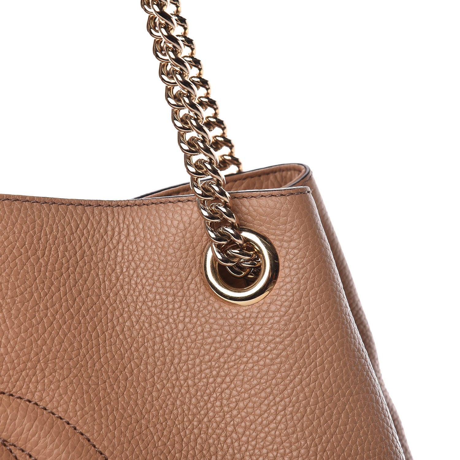 Gucci Pebbled Calfskin Medium Soho Chain Shoulder Bag Camelia 9 of 18