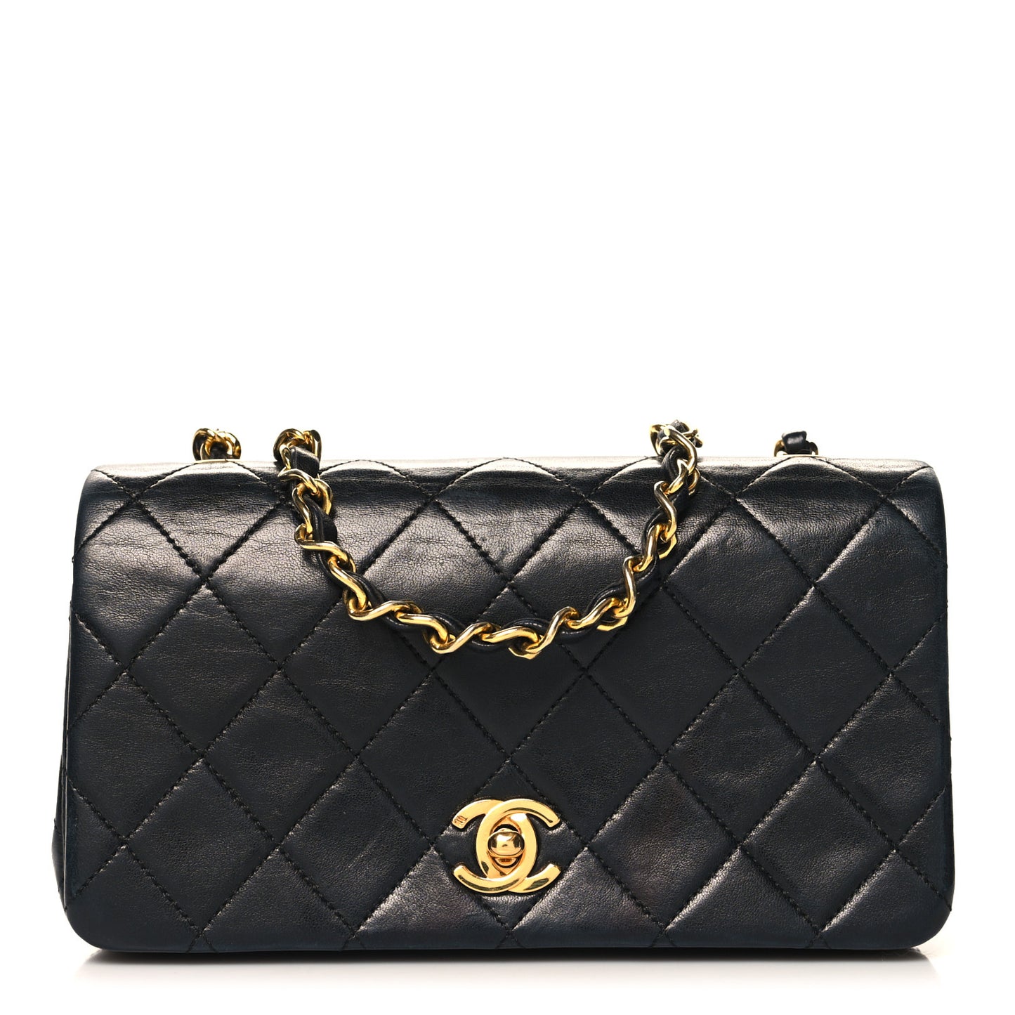 Lambskin Quilted Small Single Flap Black