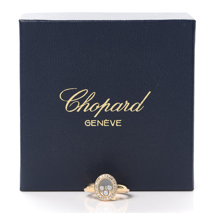 Chopard 18K Yellow Gold Diamond 3 Happy Diamonds Oval Pave Ring 46 3.75 5 of 5