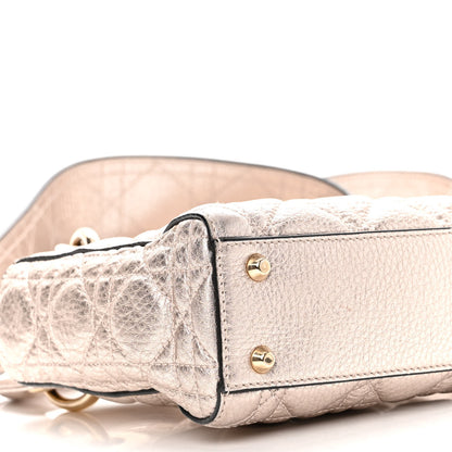 Christian Dior Metallic Lambskin Cannage Mini Lady Dior Pink 9 of 10