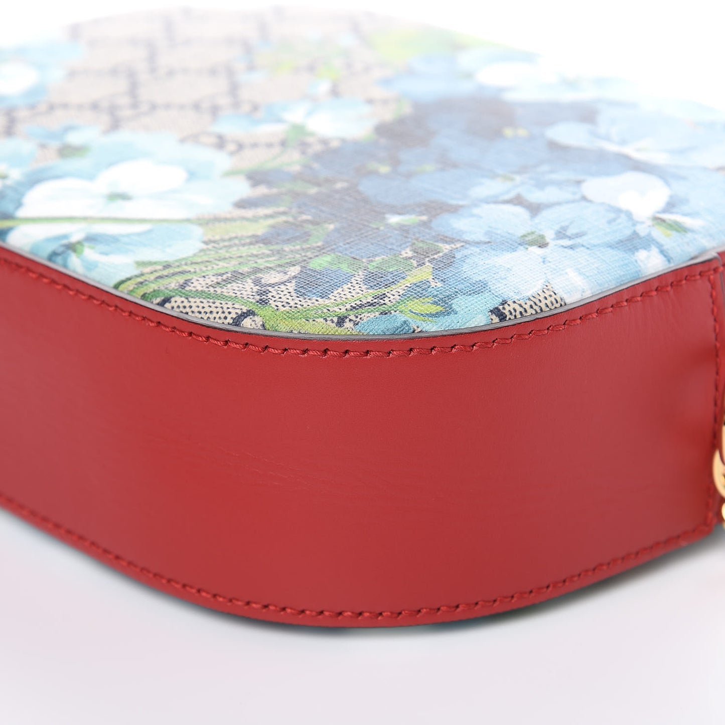 GG Supreme Monogram Blooms Mini Chain Shoulder Bag Beige Blue Navy Hibiscus Red