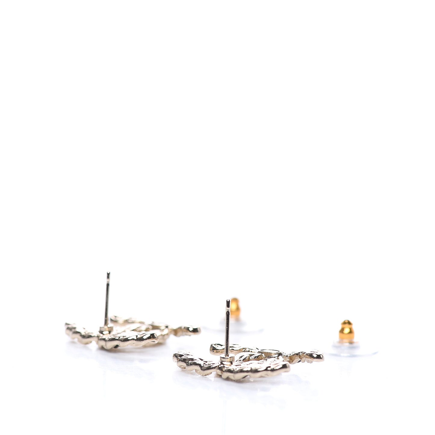 Enamel Metal Chain French New Wave CC Earrings Black Gold