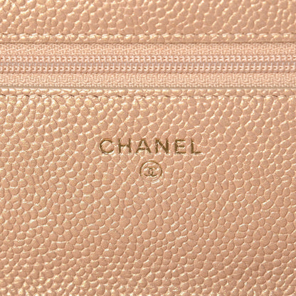Chanel Pearly Caviar Quilted Wallet On Chain WOC Gold 6 of 12