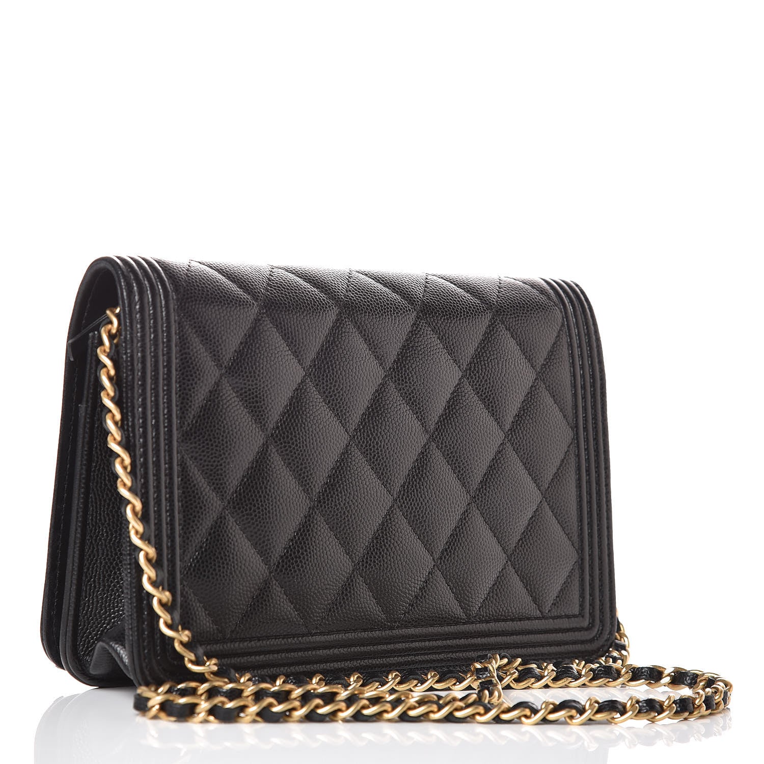 Chanel Caviar Quilted Boy Wallet On Chain WOC Black 3 of 13