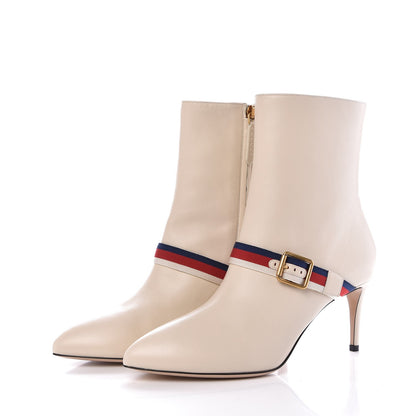 Gucci Nappa Sylvie Ankle Boots 39.5 Mystic White 3 of 9