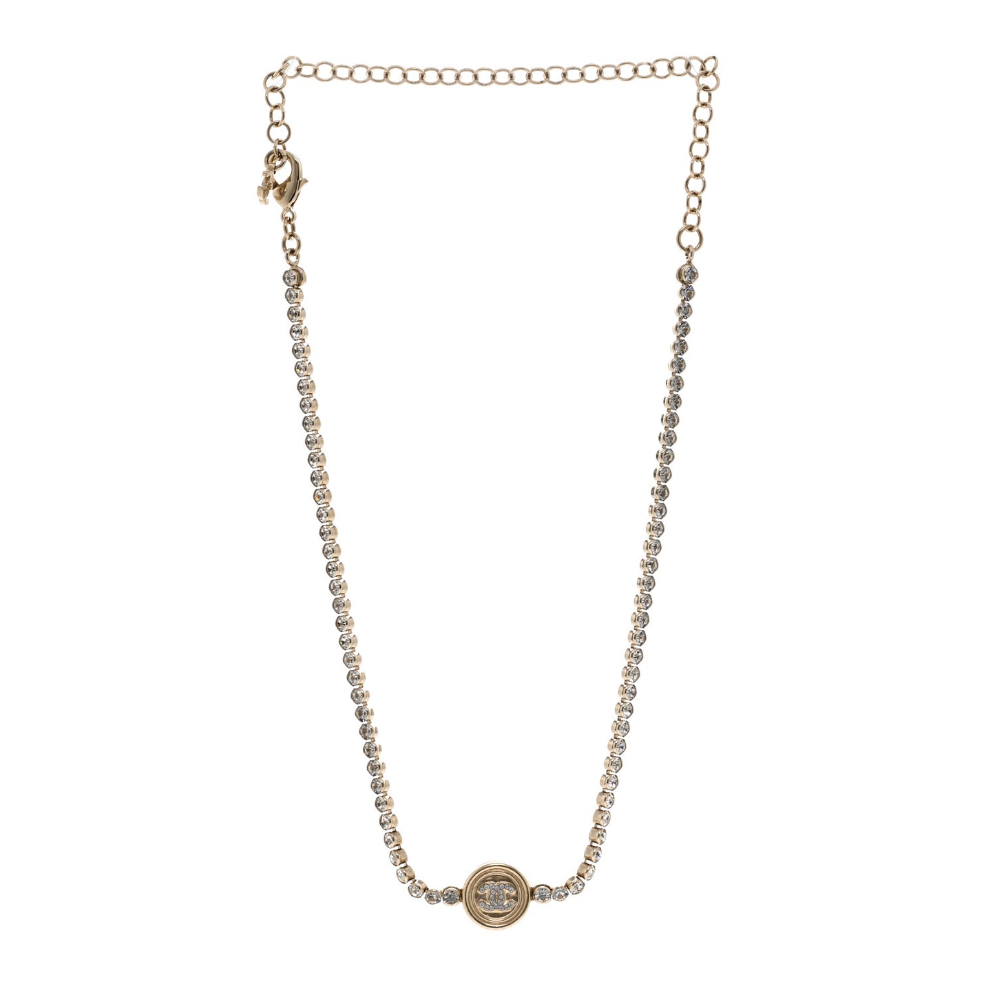 Crystal CC Chain Short Necklace Gold