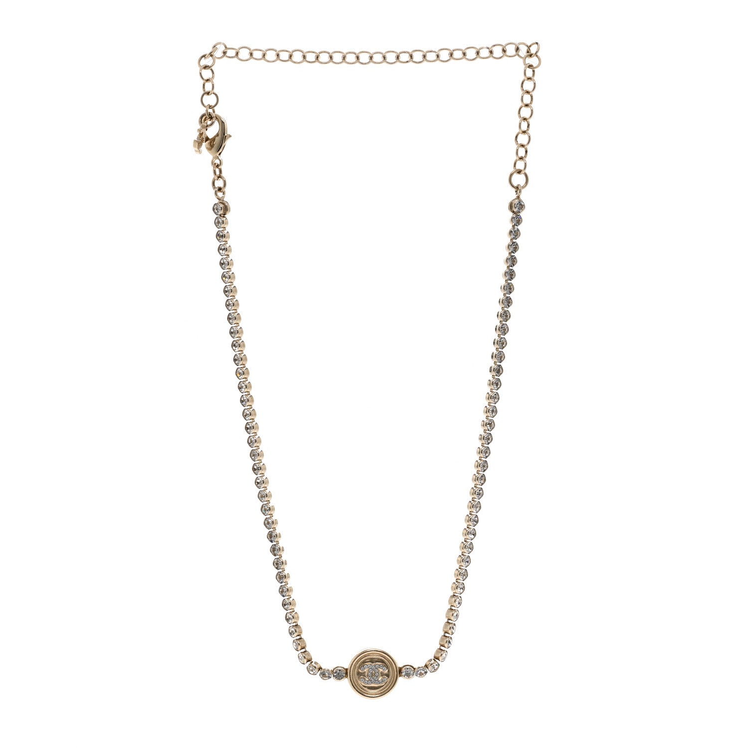 Chanel Crystal CC Chain Short Necklace Gold 3 of 6
