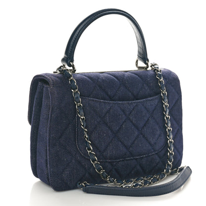 Chanel Denim Quilted Small Trendy CC Flap Dual Handle Bag Blue 3 of 11