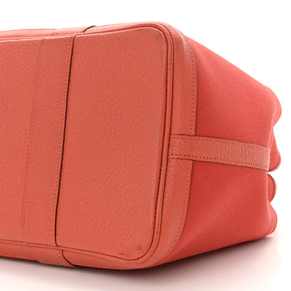 Hermes Toile Militaire Vache Country Garden Party Pockets 36 MM Tote Rouge Tomate Capucine 14 of 17