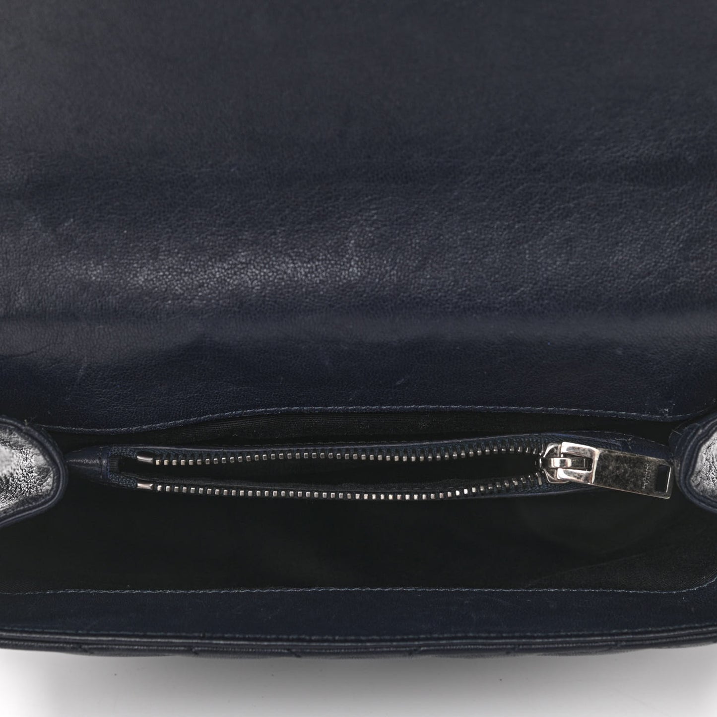 Sheepskin Matelasse Chevron Monogram Medium College Bag Deep Marine