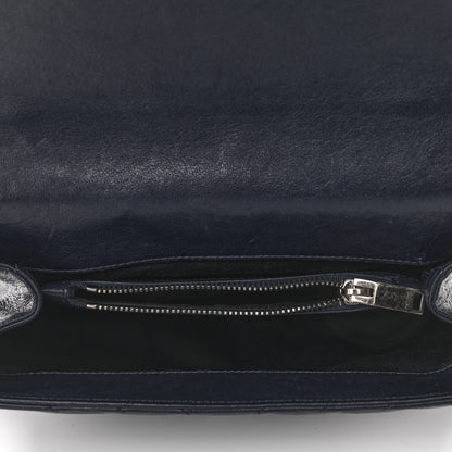 Saint Laurent Sheepskin Matelasse Chevron Monogram Medium College Bag Deep Marine 5 of 10