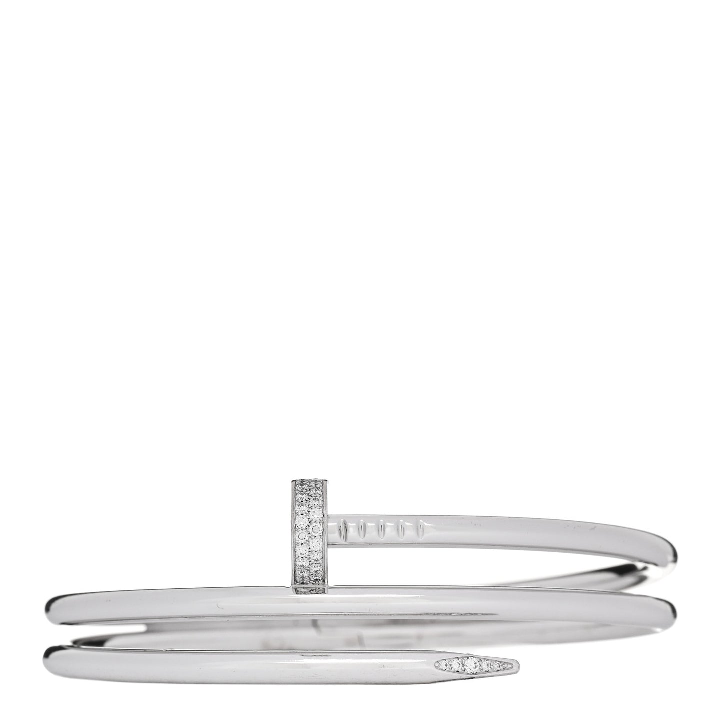 18K White Gold Diamond Double Wrap Juste Un Clou Bracelet 17