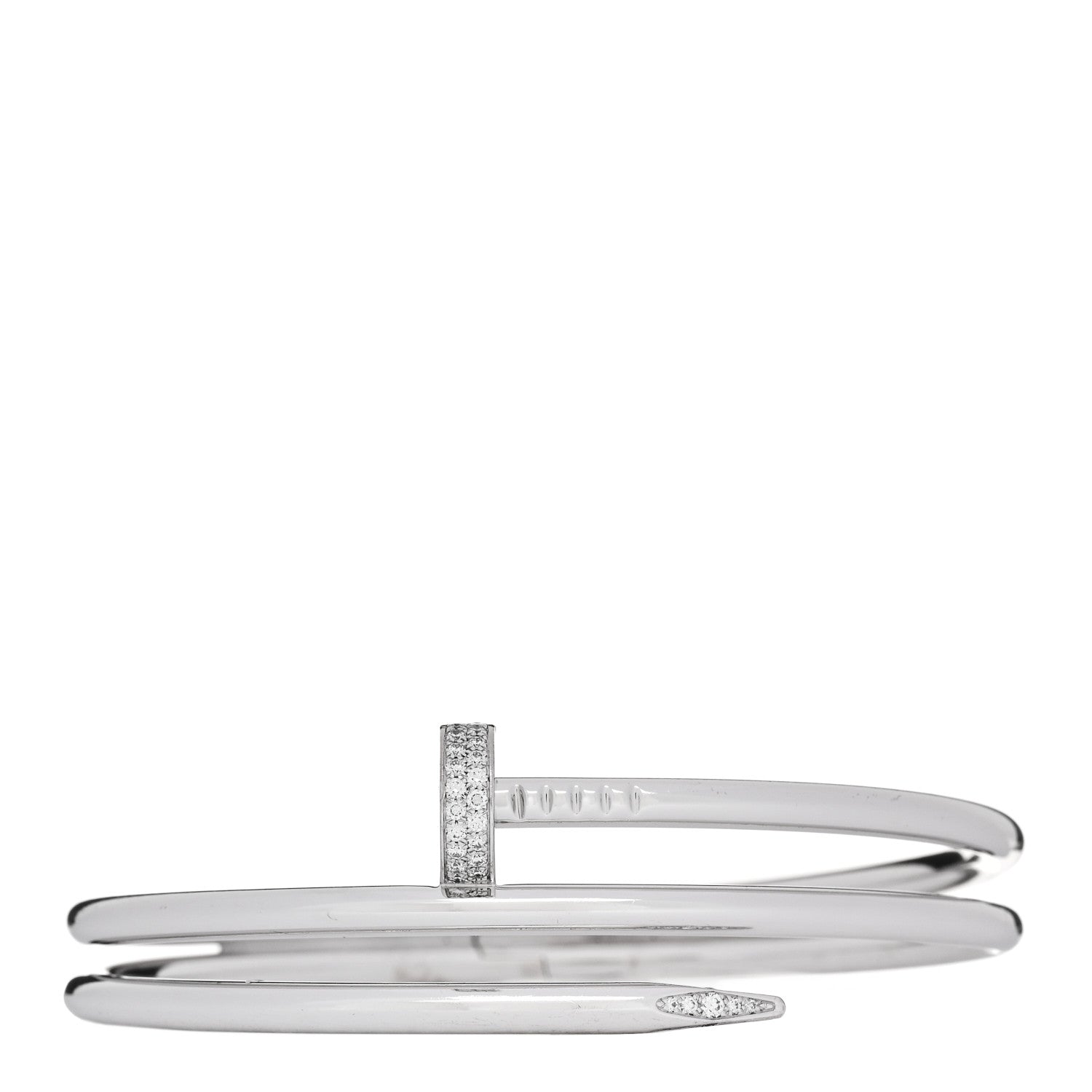 Cartier 18K White Gold Diamond Double Wrap Juste Un Clou Bracelet 17 1 of 4