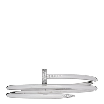 Cartier 18K White Gold Diamond Double Wrap Juste Un Clou Bracelet 17 1 of 4
