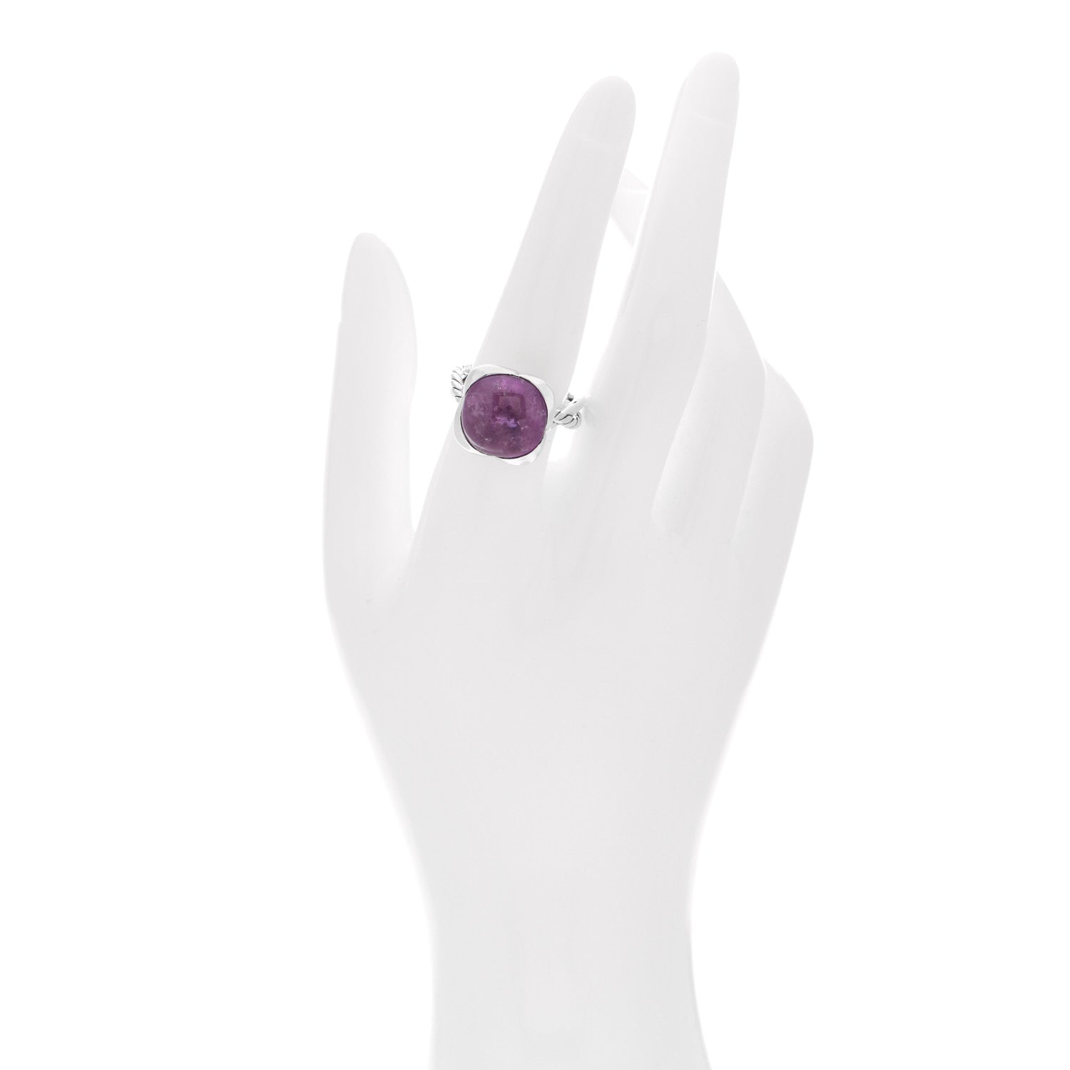 David Yurman Sterling Silver Amethyst 14mm Continuance Ring 57 8 2 of 5