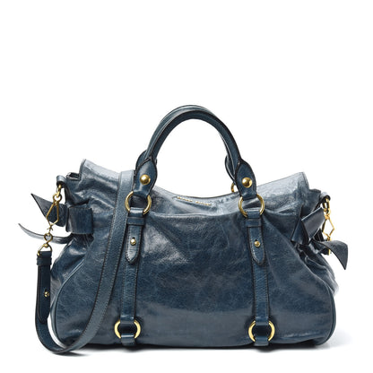 Miu Miu Vitello Lux Medium Bow Bag Bluette 1 of 9