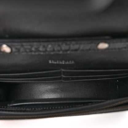 Balenciaga Shiny Calfskin Monochrome Crocodile Embossed Hourglass Chain Bag Black 5 of 9