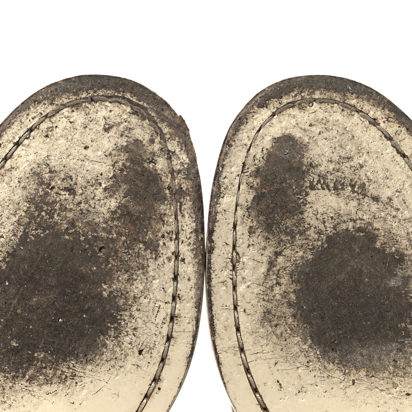 Shiny Calfskin Logo Loafers 38.5 Beige