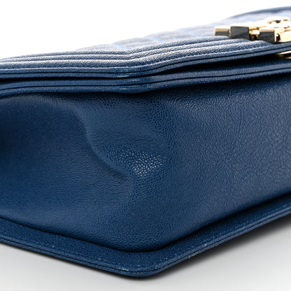 Chanel Caviar Quilted Medium Boy Flap Blue 9 of 10