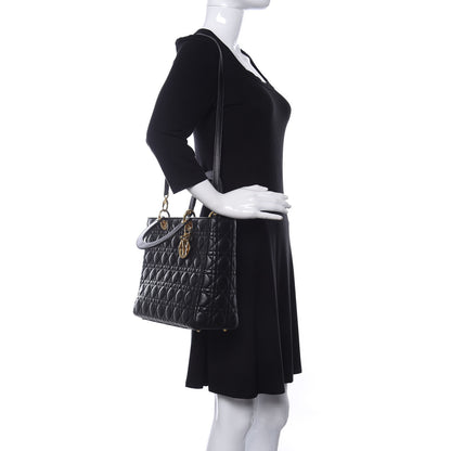 Christian Dior Lambskin Cannage Large Lady Dior Black 2 of 15