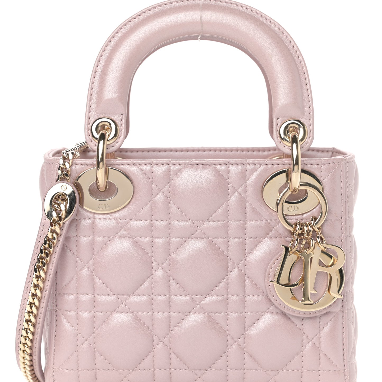 Metallic Lambskin Cannage Mini Lady Dior Lotus