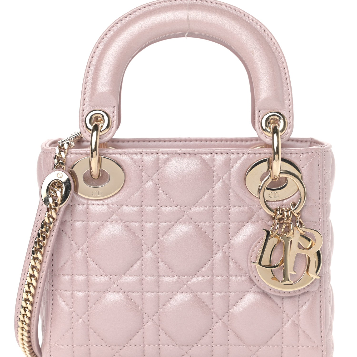 Christian Dior Metallic Lambskin Cannage Mini Lady Dior Lotus 8 of 14