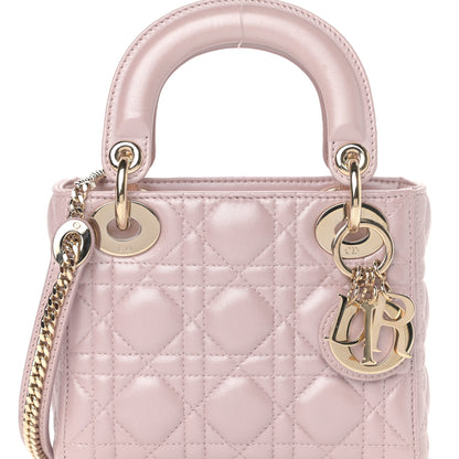 Christian Dior Metallic Lambskin Cannage Mini Lady Dior Lotus 8 of 14