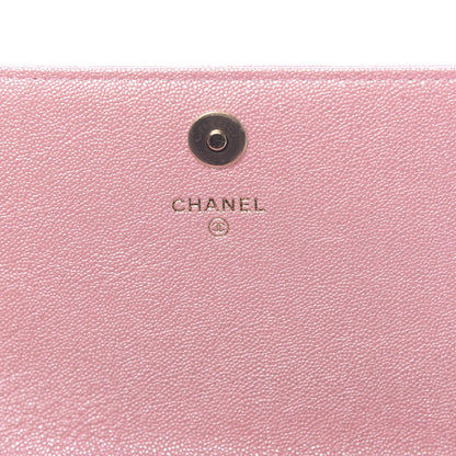 Chanel Iridescent Caviar Quilted Square Wallet On Chain WOC Rose Pink 6 of 12