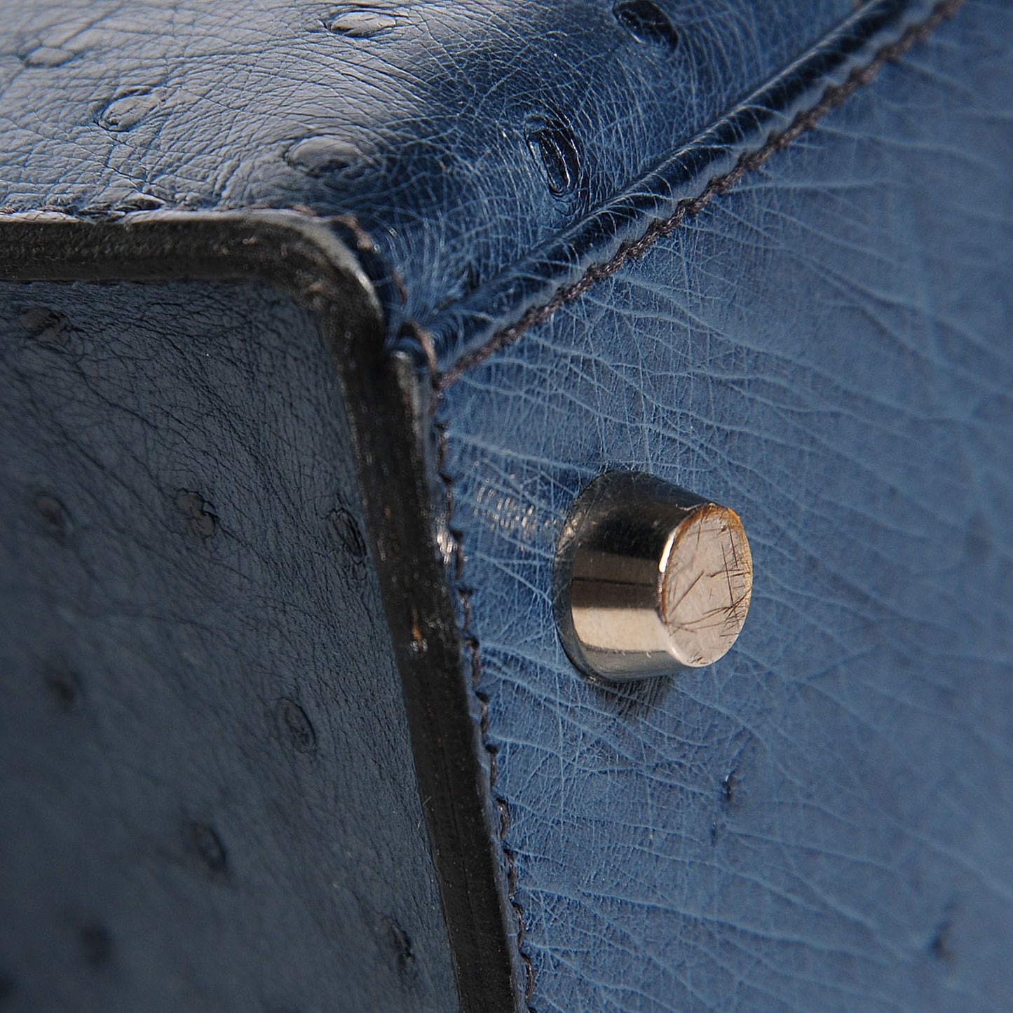 Ostrich Kelly Sellier 28 Bleu Roi