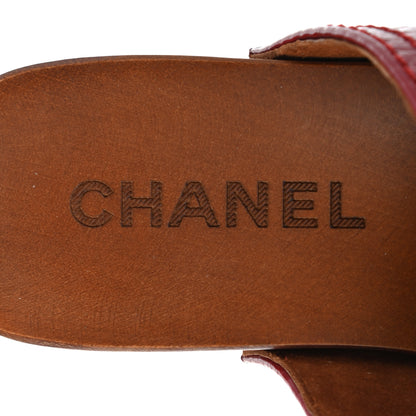 Chanel Shiny Crumpled Calfskin Chain Platform Mules 36 Red 7 of 8