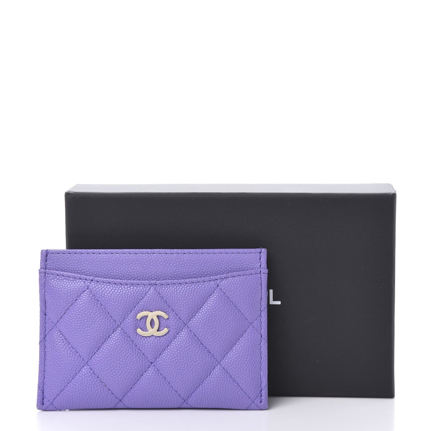 Caviar Quilted Card Holder Purple