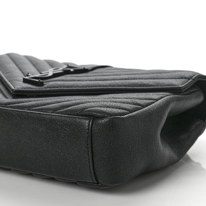 Saint Laurent Sheepskin Matelasse Chevron Monogram Monochrome Medium College Bag Black 8 of 8