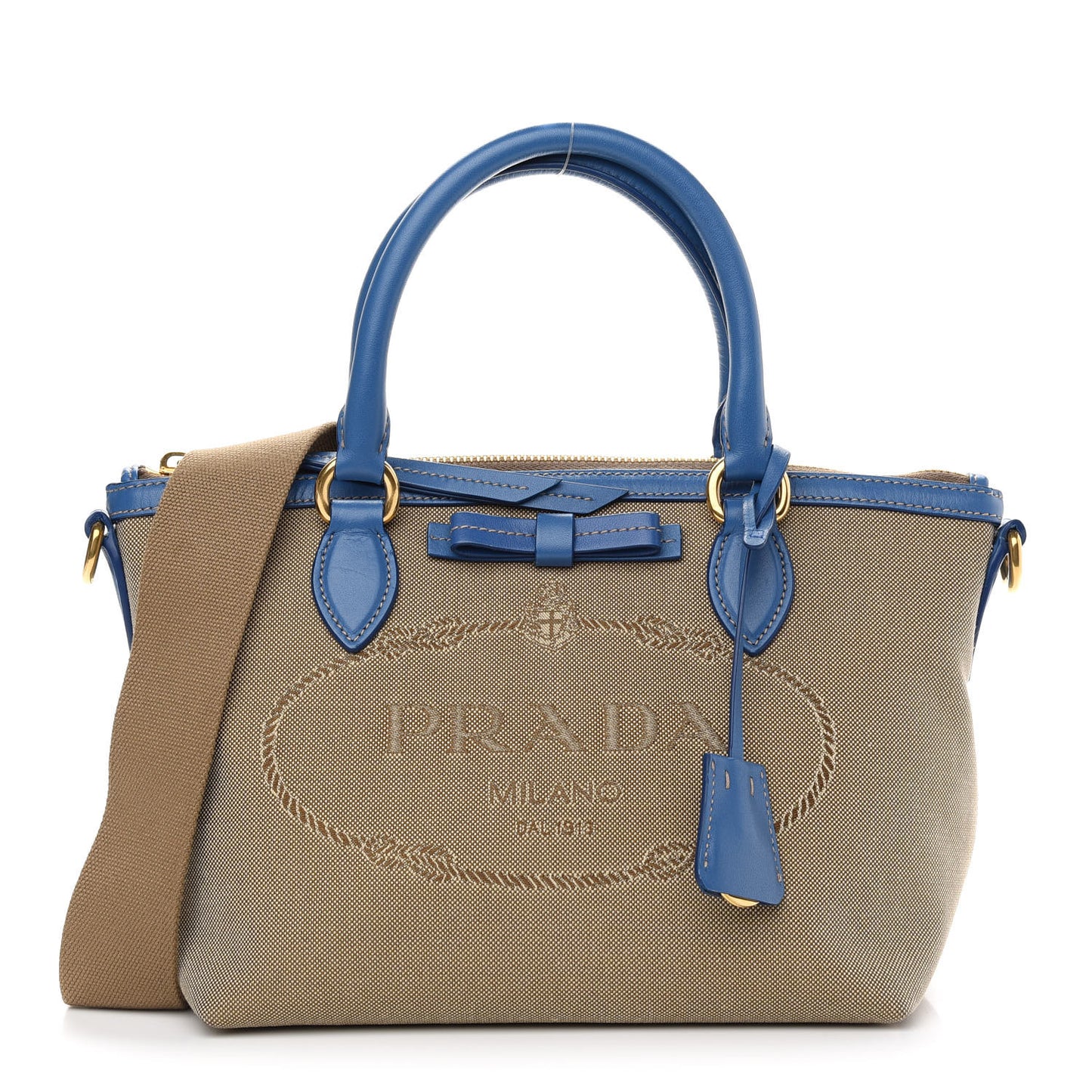 Jacquard Logo Handbag Corda Azzurro
