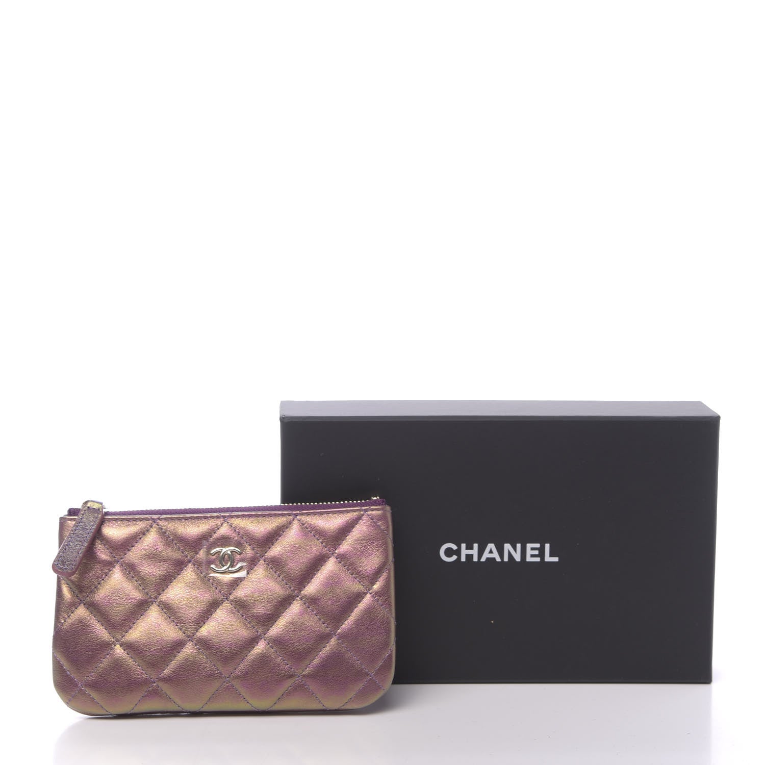 Chanel Iridescent Lambskin Quilted Small Cosmetic Case Purple 8 of 8