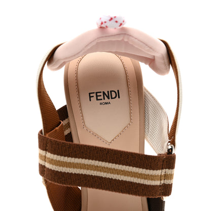 Fendi Technical Mesh FF Colibri 55mm Slingback Pumps 39.5 Tobacco Moro Camelia 7 of 7