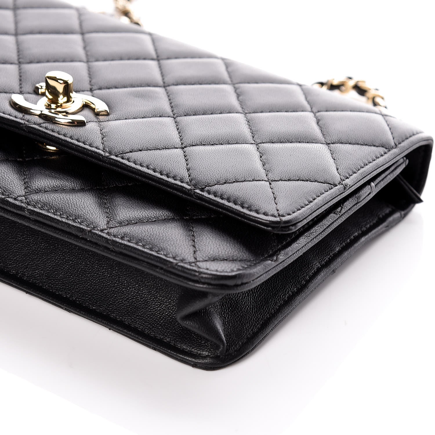 Chanel Lambskin Quilted Trendy CC Wallet On Chain WOC Black 6 of 12